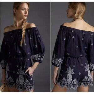 Farm Rio / Anthropologie Jackie Embroidered Romper in size women small